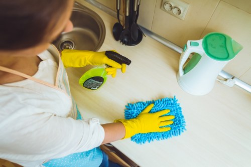 Deep cleaning a bathroom as part of house cleaning in Finchley