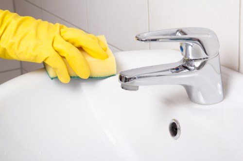 Bathroom deep cleaning in Finchley removing limescale and grime